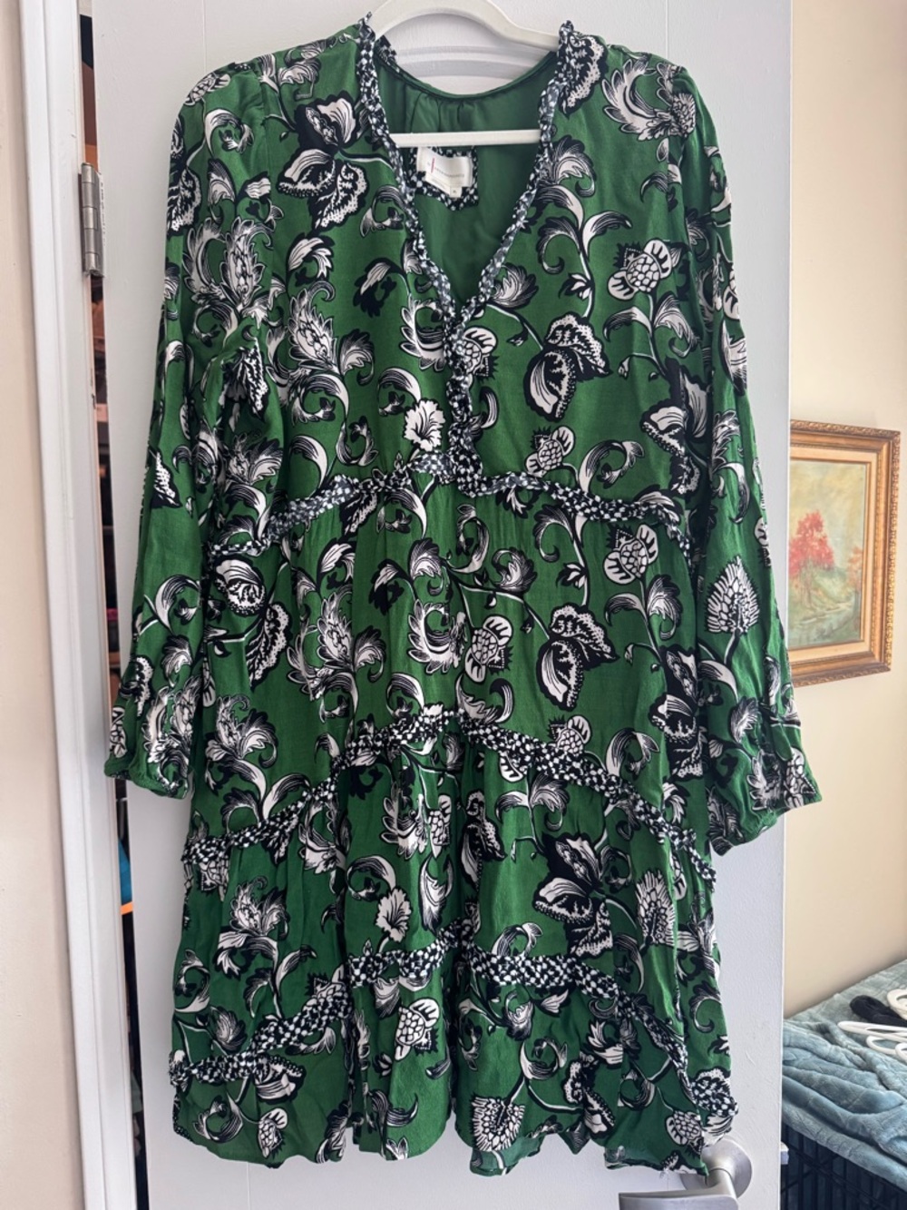 Women's Green Floral Tiered Dress - Anthropologie